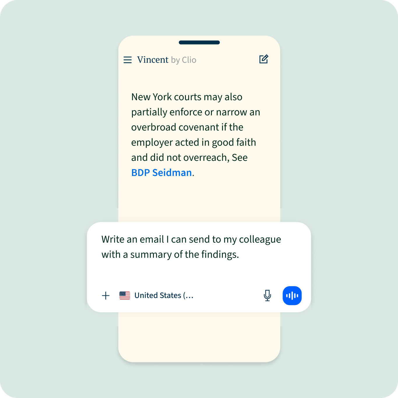 Vincent by Clio Mobile App -Grounded in precedent US